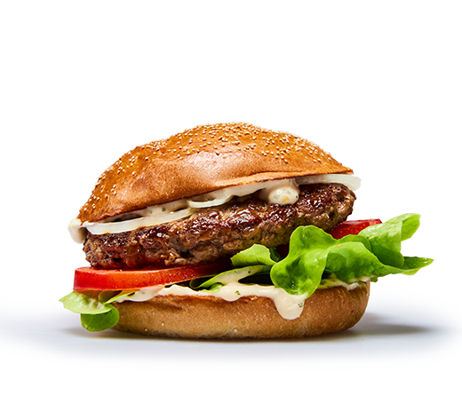 Burger JB Hamburger mit 125g Patty, Tomaten, weißen Zwiebeln und JB Sauce
